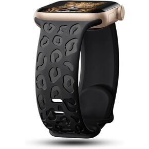 CreateGreat Engraved Bands Compatible with Apple Watch Band 40mm 41mm 38mm 42mm 44mm 45mm 46mm 49mm, Leopard Pattern Soft Silicone Strap Compatible with iWatch Series 10 9 8 7 6 5 4 3 2 1 SE Ultra in Saudi Arabia