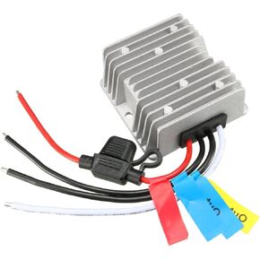 Rebower DC to DC Converter Regulator Waterproof Power Supply Voltage Convert Transformer, [for Trucks] - DC12V/24V to DC6V 25A 150W / Silver Tone, Black