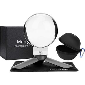 كرة تصوير كريستالية من MerryNine K9، كرة كريستال بعدسة K9 مع حامل ثلاثي صغير، قاعدة كريستالية لواجهة الكاميرا العالمية وحقيبة، لتعليم الديكور الفني لفيزياء الطيف الضوئي، (80 مم) in Kuwait