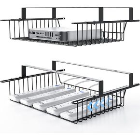 Under Desk Storage Shelf Drawer Slide Out 1 Pack, Metal Under Desk Cable Management Tray Drill/Self-Adhesive Basket Under Table Drawer Organizer for Home, Office, Workspace, Cabinet in Kuwait