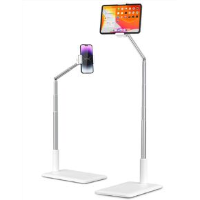 حامل أرضي للهاتف قابل للتمديد من SupeDesk، حامل للكمبيوتر اللوحي، حامل iPad، للهاتف/الكمبيوتر اللوحي مقاس 4-11 بوصة، حامل هاتف للصالة الرياضية، للسرير، زاوية ارتفاع قابلة للتعديل، دوران 360 درجة، الحد الأدنى، علوي in Kuwait