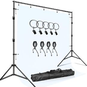 LimoStudio Photo Video Studio 10 ft. Width Adjustable Background Stand Backdrop Support Structure System Kit with Photo Clamp and Sand Bag, Photography Studio, AGG2348V2 in Kuwait