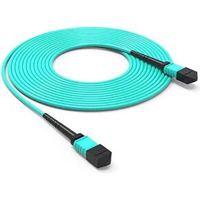 MPO to MPO Fiber Patch Cable,12 Fibers Female, 40G/100G/200G/400G, OM4 50/125 Multimode Standard Loss Trunk Cable, Type B, Plenum (LSZH) with Random Color(Violet/Aqua) - 2m (7ft) in Kuwait