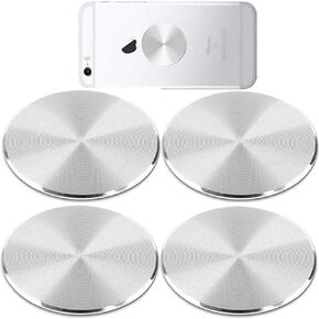 Cute Replacement Metal Plates Set 4 Pack for Magnetic Phone Holder. Kit of 4 Mix Round Discs Without Holes for Car Mount, Phone Case Back. Strong Circular 3M Adhesive Cell Phone Magnet Stickers.