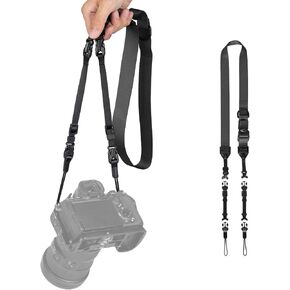 TARION 4-in-1 Camera Strap for Photographers: Adjustable Camera Neck Strap Crossbody Sling Strap Wrist Strap Convertible with Durable Duraflex Quick Release Buckles Universal for Women Men Black MB01
