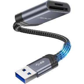SD Card Reader, JSAUX USB 3.0 to Micro/SD Card Adapter 5Gbps 2TB Capacity TF SD Micro SD SDXC SDHC MMC RS-MMC Micro SDXC Micro SDHC UHS-I for Windows Linux Chrome Read 2 Cards Simultaneously-Red