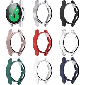 8-Pack Case Covers Compatible with Samsung Galaxy Watch 4 44mm Case, Scratch-Resistant PC Protective Case with HD Tempered Glass Screen Protector (Multicolor8-Pack, Watch4 44mm) in Saudi Arabia
