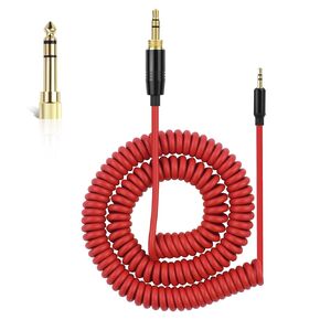 كيبل صوت ملفوف QC45 من لوسكاور، كيبل صوت بديل متوافق مع سماعات بوز QC45/QC35/QC35 II/QC25/NC700، سلك تمديد 2.5 ملم الى 3.5 ملم (1/8 انش) مع سلك تمديد 6.35 ملم (1/4 انش) 6-16 قدم، احمر in Kuwait
