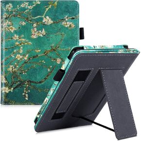 BOZHUORUI Stand Case for Kindle 10th Generation (2019 Released) / Kindle 8th Generation (2016 Released) - PU Leather Sleeve Cover with Hand Strap and Auto Sleep/Wake (Apricot Blossom)
