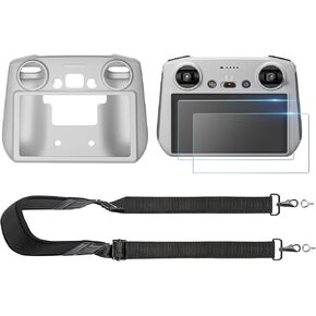 غطاء حماية من السيليكون Mini 3 Pro RC Control + طبقة حماية للشاشة من الزجاج المقوى (قطعتان) + حبل للرقبة/حزام لملحقات DJI Mini 3 Pro/Mini 3/Mavic 3 Classic/Mavic 3 Pro in Kuwait