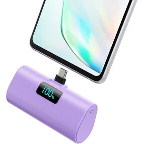 Small Portable Charger 5200mAh,Upgraded PD USB C Power Bank Built-in USB-C Connector,LCD Display Battery Pack,Compatible with iPhone 15/15 Plus/15 Pro/15 Pro Max/iPad Pro/Samsung Android Phone etc