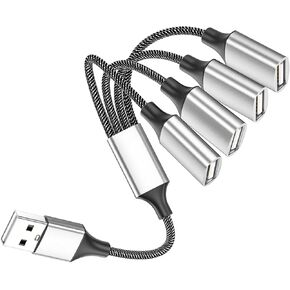 Fidioto USB A Splitter, USB A Male to 2 Female USBA Y Splitter, USB Splitter 1 in 2 Out Support Charging and Data Transfer for Printer/Keyboard/Flash Drive/PlayStation/Laptop/LED/Headsets Etc in Kuwait