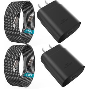 شاحن سامسونج فائق السرعة 25 وات من النوع C، SCRUAK 3Pack S23 Ultra Charger PD/PPS USB C كتلة شحن فائقة السرعة وسلك من النوع C بطول 6.6 قدم لهاتف Samsung Galaxy S23/S23+/S23 Ultra/S22/S22+/S22 Ultra/S21/S20/Note 20 in Kuwait