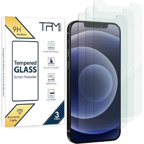 واقي شاشة TRM TECH من الزجاج المقسى لهاتف iPhone 12/12 Pro (6.1 بوصة، 2020) سهل التركيب، مضاد للخدش، خالي من الفقاعات، صلابة 9H، شفاف، صندوق بيع بالتجزئة - (3 عبوات) in Kuwait