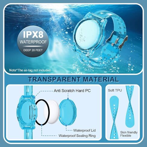 وكنايد سوار ايرتاج للاطفال مقاوم للماء، عبوة من قطعتين، حامل ايرتاج مقاوم للماء بدرجة IPX8، ساعة مخفية متوافقة مع ايرتاج، سوار معصم واقي لكامل الجسم للاطفال والمراهقين والبالغين (ازرق + اصفر نيون) in Kuwait