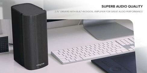 Creative T100 2.0 Compact Hi-Fi Speakers, up to 80W Peak Power with Bluetooth 5.0, Optical-in, AUX-in, Wide Soundstage and Audio Clarity with Bass Control for Computers and Laptops (Black) in Saudi Arabia