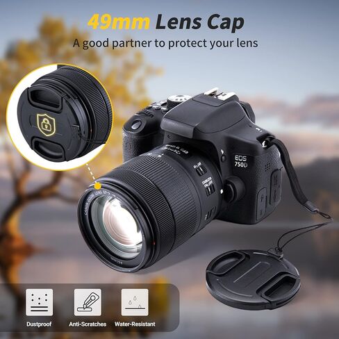 غطاء عدسة مركزي سهل التركيب مقاس 49 مم، غطاء عدسة أمامية للكاميرا JJC لكاميرا Canon Nikon Fujifilm Sony Olympus Panasonic أي عدسة مع زنبركات مرشح 49 مم يستبدل الغطاء الأصلي مع حافظة غطاء عدسة مجانية - عبوتان in Kuwait