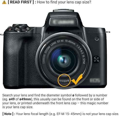 غطاء عدسة مركزي سهل التركيب مقاس 49 مم، غطاء عدسة أمامية للكاميرا JJC لكاميرا Canon Nikon Fujifilm Sony Olympus Panasonic أي عدسة مع زنبركات مرشح 49 مم يستبدل الغطاء الأصلي مع حافظة غطاء عدسة مجانية - عبوتان in Kuwait