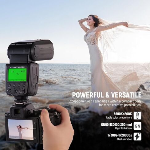 NEEWER NW655-N TTL Flash Speedlite متوافق مع كاميرات Nikon DSLR، GN60 2.4G HSS 1/8000s Speedlight، 230 ومضة طاقة كاملة، إعادة التدوير في 0.1-2.6 ثانية، بطاريات AA تعمل (غير متضمنة) in Kuwait