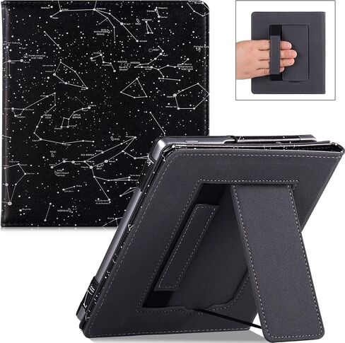 Stand Case for Kindle Oasis (9th Generation 2017 Release and 10th Generation 2019 Release) - PU Leather Folio Sleeve Cover with Hand Strap and Auto Sleep/Wake (Starry Sky) in Kuwait