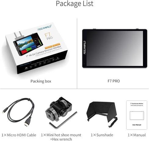 FEELWORLD F7 PRO 7 Inch 3D LUT Touch Screen DSLR Camera Field Director AC Monitor F970 External Power and in Saudi Arabia