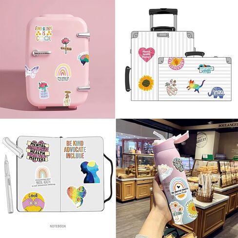 50 قطعة من ملصقات الصحة العقلية الملونة للأطفال والمراهقين والبالغين ملصقات للتوعية بالصحة العقلية لقارورة المياه وزجاجة المياه والكمبيوتر المحمول ولوحة التزلج والكمبيوتر والهواتف... in Kuwait