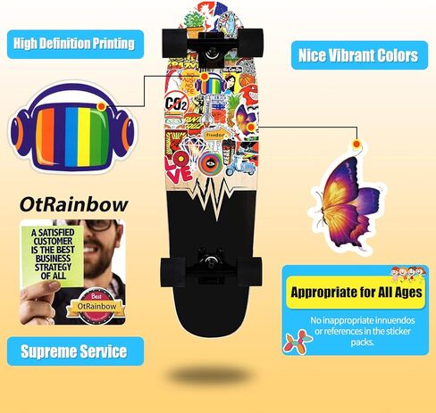 300Pcs Cool Random Stickers Vinyl Skateboard Stickers, Variety Pack for Laptop Guitar Travel Case Water Bottle Car Luggage Bike Sticker Waterproof Graffiti Decals,Gift for Teens Adult in Kuwait