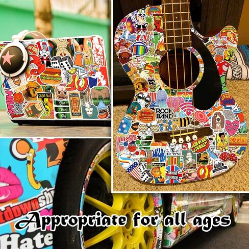 300Pcs Cool Random Stickers Vinyl Skateboard Stickers, Variety Pack for Laptop Guitar Travel Case Water Bottle Car Luggage Bike Sticker Waterproof Graffiti Decals,Gift for Teens Adult in Kuwait