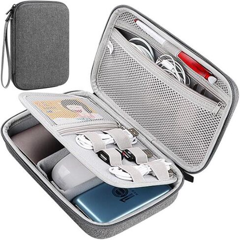 Hard Electronic Organizer Travel Case Electronics Accessories Organizer Pouch Bag Double Layer Shockproof Box for MacBook Power Adapter Chargers Cord Flash Drive Apple Magic Mouse Pencil Power Bank in Saudi Arabia