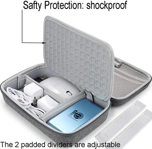 Hard Electronic Organizer Travel Case Electronics Accessories Organizer Pouch Bag Double Layer Shockproof Box for MacBook Power Adapter Chargers Cord Flash Drive Apple Magic Mouse Pencil Power Bank in Saudi Arabia