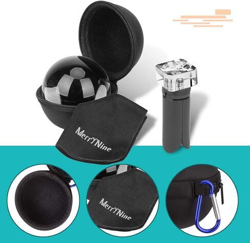 كرة تصوير كريستالية من MerryNine K9، كرة كريستال بعدسة K9 مع حامل ثلاثي صغير، قاعدة كريستالية لواجهة الكاميرا العالمية وحقيبة، لتعليم الديكور الفني لفيزياء الطيف الضوئي، (80 مم) in Kuwait