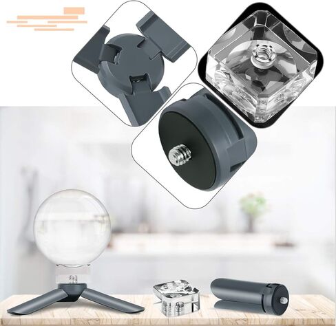 كرة تصوير كريستالية من MerryNine K9، كرة كريستال بعدسة K9 مع حامل ثلاثي صغير، قاعدة كريستالية لواجهة الكاميرا العالمية وحقيبة، لتعليم الديكور الفني لفيزياء الطيف الضوئي، (80 مم) in Kuwait