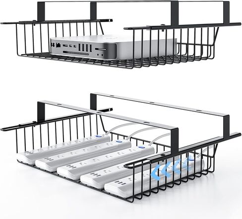 Under Desk Storage Shelf Drawer Slide Out 1 Pack, Metal Under Desk Cable Management Tray Drill/Self-Adhesive Basket Under Table Drawer Organizer for Home, Office, Workspace, Cabinet in Kuwait