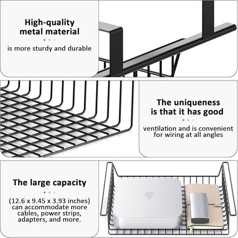 Under Desk Storage Shelf Drawer Slide Out 1 Pack, Metal Under Desk Cable Management Tray Drill/Self-Adhesive Basket Under Table Drawer Organizer for Home, Office, Workspace, Cabinet in Kuwait