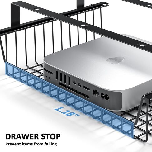 Under Desk Storage Shelf Drawer Slide Out 1 Pack, Metal Under Desk Cable Management Tray Drill/Self-Adhesive Basket Under Table Drawer Organizer for Home, Office, Workspace, Cabinet in Kuwait