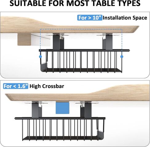 Under Desk Storage Shelf Drawer Slide Out 1 Pack, Metal Under Desk Cable Management Tray Drill/Self-Adhesive Basket Under Table Drawer Organizer for Home, Office, Workspace, Cabinet in Kuwait