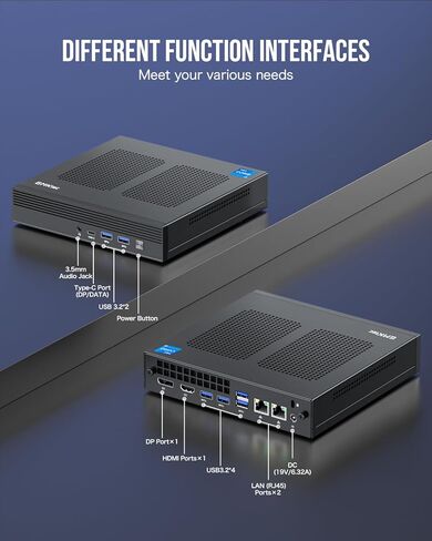 كمبيوتر GMKtec M4 صغير Intel i9-11900H(4.9 جيجا هرتز) 8C/16T، أجهزة كمبيوتر صغيرة 32 جيجا DDR4 1 تيرابايت M.2 NVMe PCIe4.0 SSD مع 6 منافذ USB، ثلاثي HD 4K، WiFi6/BT5.2 in Kuwait