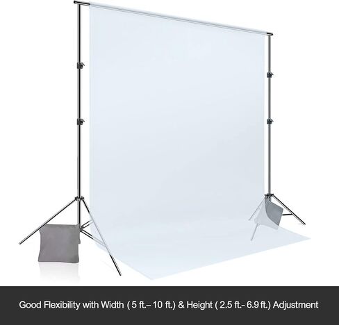 LimoStudio Photo Video Studio 10 ft. Width Adjustable Background Stand Backdrop Support Structure System Kit with Photo Clamp and Sand Bag, Photography Studio, AGG2348V2 in Kuwait