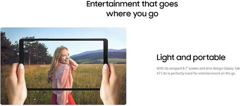 Samsung Galaxy Tab A7 Lite 8.7 بوصة (2021، WiFi + Cellular) 32 جيجا بايت 4G LTE تابلت وهاتف (إجراء المكالمات) GSM مفتوح، موديل عالمي مع مكعب شحن أمريكي - SM-T225 (رمادي، LTE+WiFi) (متجدد) in Saudi Arabia