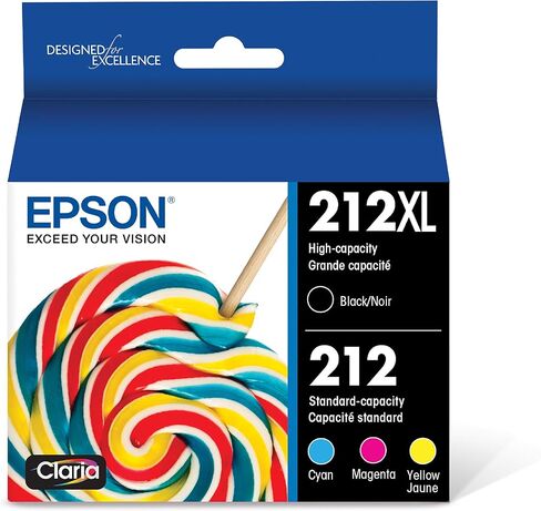 EPSON 212 Claria Ink High Capacity Black & Standard Color Cartridge Combo Pack (T212XL-BCS) Works with WorkForce WF-2830, WF-2850, Expression XP-4100, XP-4105 in Kuwait