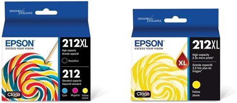 EPSON 212 Claria Ink High Capacity Black & Standard Color Cartridge Combo Pack (T212XL-BCS) Works with WorkForce WF-2830, WF-2850, Expression XP-4100, XP-4105 in Kuwait
