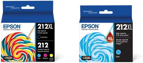 EPSON 212 Claria Ink High Capacity Black & Standard Color Cartridge Combo Pack (T212XL-BCS) Works with WorkForce WF-2830, WF-2850, Expression XP-4100, XP-4105 in Kuwait
