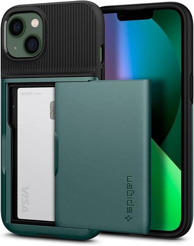 Spigen Slim Armor CS Case Compatible with iPhone 13 Card Slot - Black in Kuwait
