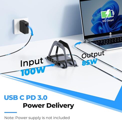 4URPC Laptop Docking Station Dual Monitor, USB C Docking Station with 2 HDMI Ports, 3 USB Ports, SD/TF, PD3.0, RJ45 Ethernet, 3.5mm Audio, Vertical Docking Station Stand for Dell/Hp/Lenovo/Surface in Kuwait
