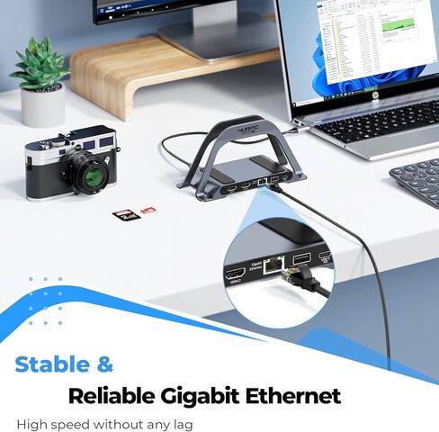 4URPC Laptop Docking Station Dual Monitor, USB C Docking Station with 2 HDMI Ports, 3 USB Ports, SD/TF, PD3.0, RJ45 Ethernet, 3.5mm Audio, Vertical Docking Station Stand for Dell/Hp/Lenovo/Surface in Kuwait