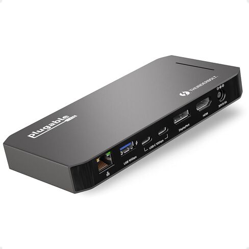 بلاجابل قاعدة شحن ثاندربولت 3 وUSB C مع شحن 96 واط - متوافقة مع اجهزة ماك وويندوز واللابتوب ومنفذ عرض وHDMI و2X USB-C و3X USB 3.0 وجيجابت ايثرنت ومقبس صوت - افقي in Saudi Arabia