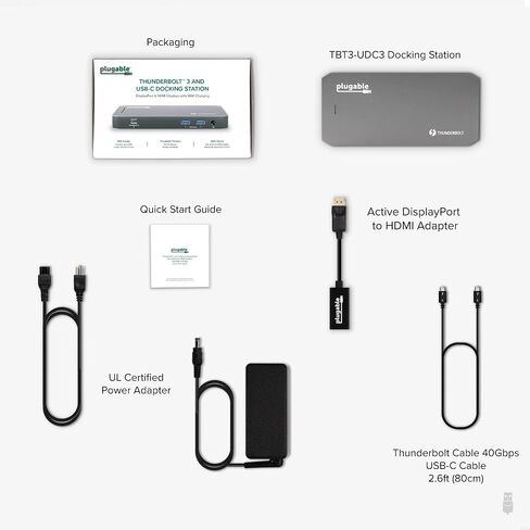بلاجابل قاعدة شحن ثاندربولت 3 وUSB C مع شحن 96 واط - متوافقة مع اجهزة ماك وويندوز واللابتوب ومنفذ عرض وHDMI و2X USB-C و3X USB 3.0 وجيجابت ايثرنت ومقبس صوت - افقي in Saudi Arabia