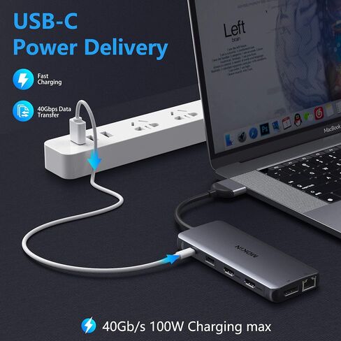 MOKiN MacBook Pro Docking Station Dual Monitor MacBook Pro/Air HDMI Adapter | 9 in 1 USB C Adapters for MacBook Pro Air Mac HDMI Dock Dongle Dual USBC to Dual HDMI,Ethernet,3USB,SD/microSD,100W PD in Kuwait