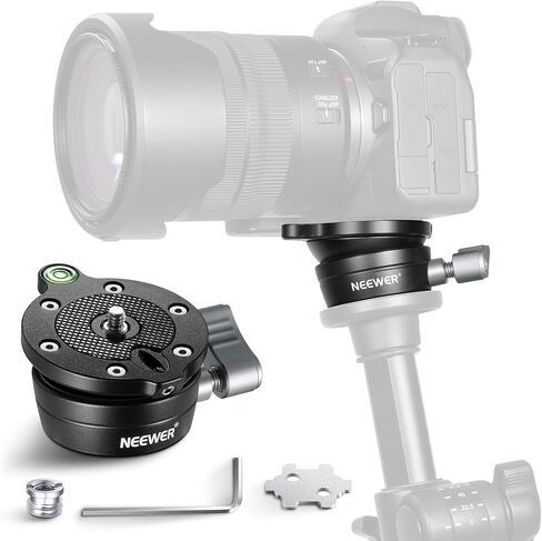 NEEWER Tripod Leveling Base (⌀50mm) Camera Leveler, Bubble Level Aluminum Adjusting Plate with 1/4" 3/8" Mounting Screw Compatible with Canon Nikon Sony DSLR Camera Camcorder, GM11 in Kuwait