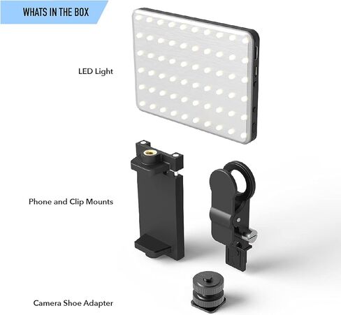 ديجيباور #جوفيرال - إنفلوزر - ضوء فيديو صغير 60 ليد (4W) | سطوع 10 مستويات، 3 أوضاع لدرجة الحرارة (3100K-5500K) | يتضمن محول الهاتف والكاميرا، تركيب بمشبك وكابل USB in Kuwait